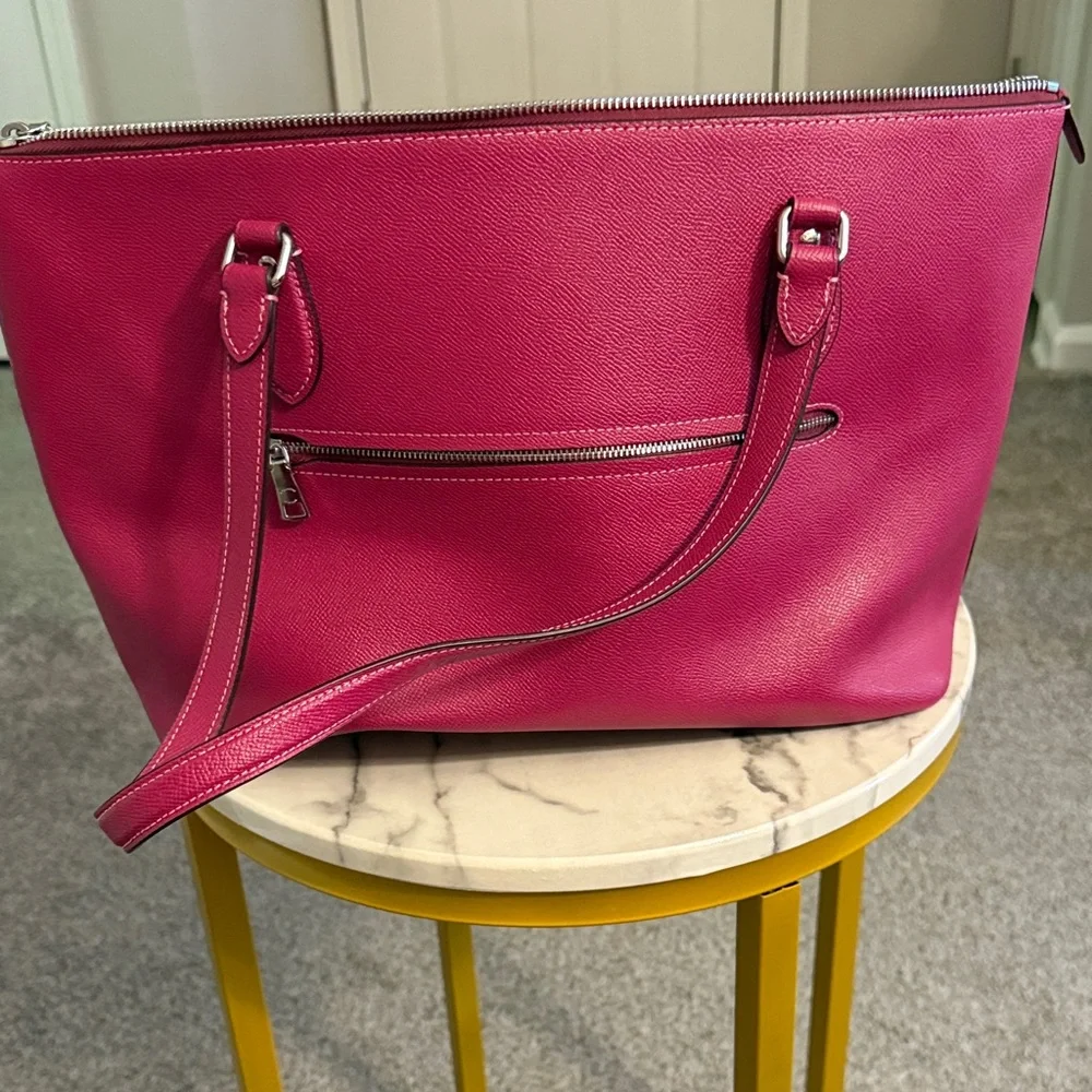 Coach Fuchsia Leather Tote Bag - Picture 3 of 4